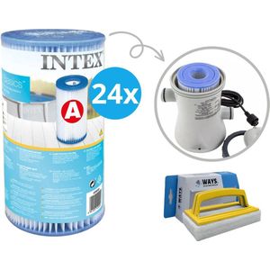 Intex - A filters - 24 stuks - Geschikt voor filterpomp 28604GS/28638GS/28636GS & WAYS scrubborstel