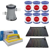 WAYS - Zwembad Onderhoud - 2x Solarmat & Filterpomp 1249 L/h & 6 Filters Type I & WAYS Scrubborstel