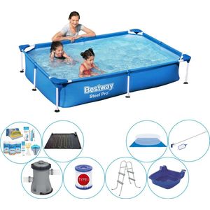 Steel Pro Rechthoekig 221x150x43 cm - 9-delig - Slimme Zwembad Deal