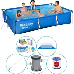 Steel Pro Rechthoekig 300x201x66 cm - 6-delig - Zwembad Super Deal