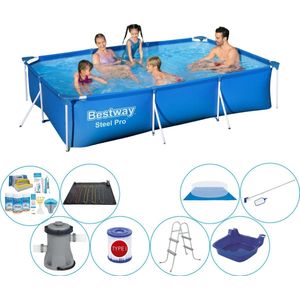 Steel Pro Rechthoekig 300x201x66 cm - 9-delig - Slimme Zwembad Deal