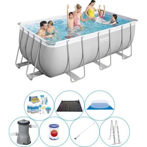 Power Steel Rechthoek 412x201x122 cm - 8-delig - Zwembad Combinatie Deal