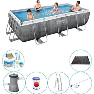 Power Steel Rechthoek Rattan 404x201x100 cm - 7-delig - Zwembad Deal