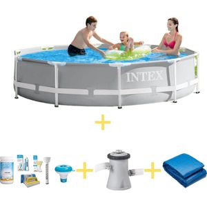 Intex Zwembad - Prism Frame - 305 x 76 cm - Inclusief WAYS Onderhoudspakket, Filterpomp & Grondzeil