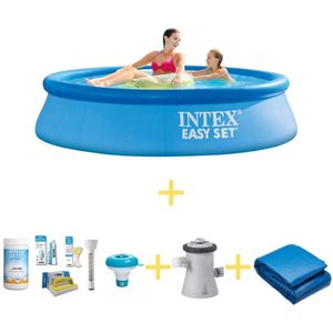 Intex Zwembad - Easy Set - 244 x 61 cm - Inclusief WAYS Onderhoudspakket, Filterpomp & Grondzeil