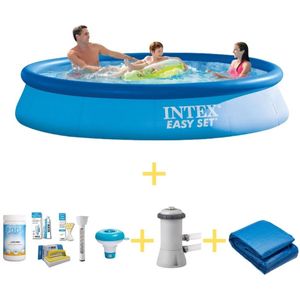 Intex Zwembad - Easy Set - 366 x 76 cm - Inclusief WAYS Onderhoudspakket, Filterpomp & Grondzeil