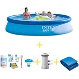 Intex Zwembad - Easy Set - 396 x 84 cm - Inclusief WAYS Onderhoudspakket, Filterpomp & Grondzeil