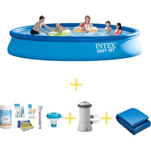 Intex Zwembad - Easy Set - 457 x 84 cm - Inclusief WAYS Onderhoudspakket, Filterpomp & Grondzeil