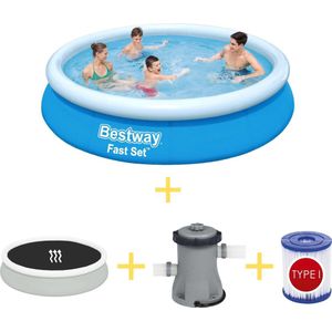 Bestway Zwembad - Fast Set - 366 x 76 cm - Inclusief Solarzeil, Filterpomp & Filter