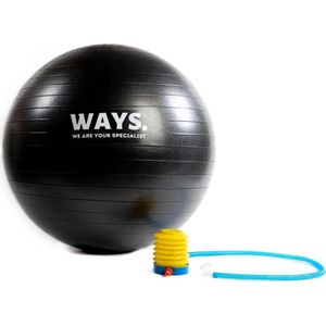 WAYS. Fitnessbal - Inclusief pomp - Zwart - 75 cm