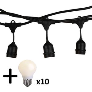 V-tac VT-713 lichtsnoer - 5m - Incl. 10 matte LED lampen -Extra Warm Wit- 2700K- Verwisselbare lampen - Waterdicht - Onbreekbaar - koppelbaar
