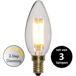 3 standen kaars led lamp - 4W -Super Warm Wit (< 2200K) -Dimbaar met schakelaar -3 step dimming - set van 3