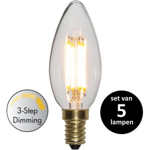 3 standen kaars led lamp - 4W - E14 - 2100K - set van 5