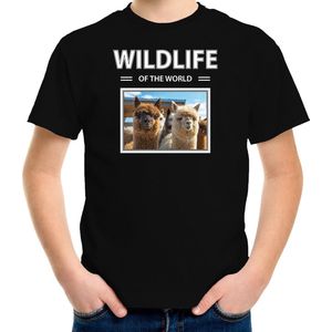 Bellatio Decorations - T-shirt - Zwart - Alpaca - Kinderen - Wildlife of the World