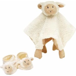 Baby cadeau setje slofjes en tuttel doekje van Lammy het lammetje - Happy Horse knuffels