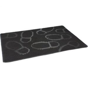 2x Stuks rubberen deurmatten/buitenmatten zwart met noppen 60 x 40 cm - Anti slip vloermatten geschikt voor binnen en buiten