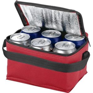 2x stuks mini koeltas rood/zwart 20 cm voor 6/sixpack blikjes 3,5 liter