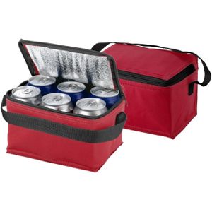 3x stuks kleine koeltas rood/zwart 20 cm voor 6/sixpack blikjes - 3,5 liter - Koelboxen/koeltassen - Lunchtrommel