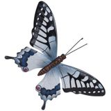 Set van 2x stuks tuindecoratie muur/wand vlinders van metaal in bruin en blauw tinten 44 x 31 cm