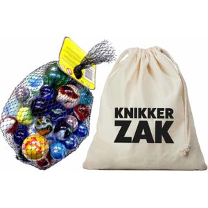 Knikkerzak van 25 x 30 cm gevuld met 3 kilo knikkers en bonken - Knikkeren speelgoed voor buiten