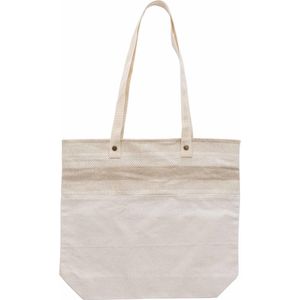 Katoenen boodschappentas beige met lange hengsels 38 x 40 cm - Boodschappentassen