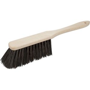 Houten stoffer/handveger met Arenga haren en lange steel 39 cm voor binnen- Zachte borstels/stoffers