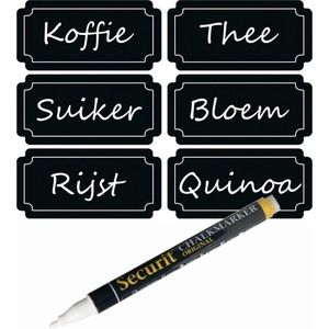 120x Voorraadkast/keuken krijtbord etiketten met witte krijtstift - Weckpotten