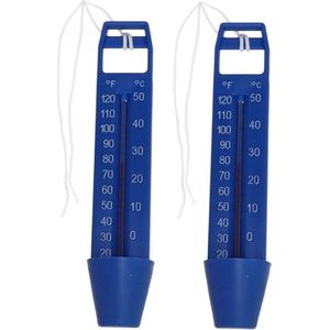 Set van 2x stuks zwembad thermometer blauw 16 cm - Zwembadwater temperatuur meters