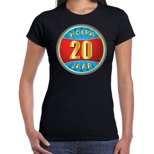 20e verjaardag cadeau t-shirt hoera jaar zwart voor dames - verjaardagscadeau shirt