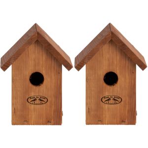 2x stuks houten vogelhuisje/nestkastje winterkoning - tuinvogels - nestkast vogelhuisjes