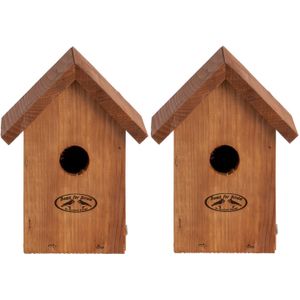 2x stuks nestkastje / vogelhuisje winterkoning houten dakje 19.8 cm