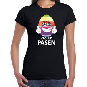 Paasei met duimen omhoog vrolijk Pasen t-shirt shirt - zwart - dames - Paas kleding outfit