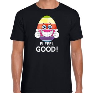 Vrolijk Paasei ei feel good t-shirt shirt - zwart - heren - Paas kleding outfit