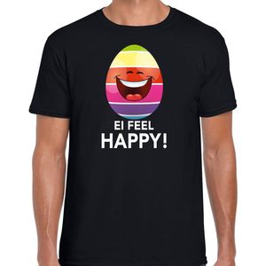 Vrolijk Paasei ei feel happy t-shirt shirt - zwart - heren - Paas kleding outfit