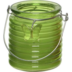 Citronella kaars - in windlicht - groen - 20 branduren - citrusgeur