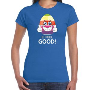 Vrolijk Paasei ei feel good t-shirt shirt - blauw - dames - Paas kleding outfit