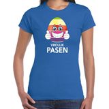 Paasei met duimen omhoog vrolijk Pasen t-shirt shirt - blauw - dames - Paas kleding outfit