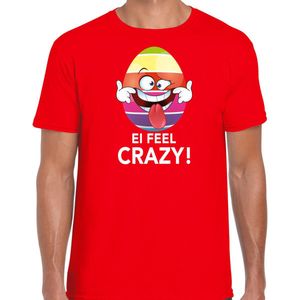 Vrolijk Paasei ei feel crazy t-shirt shirt - rood - heren - Paas kleding outfit