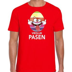 Paasei die tong uitsteekt vrolijk Pasen t-shirt shirt - rood - heren - Paas kleding outfit