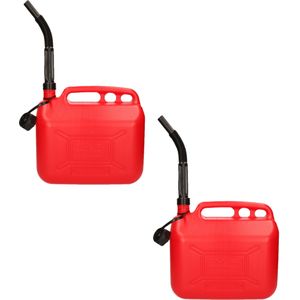 Benson Jerrycan - Set van 3x stuks - rood - met vloeistofindicator - voor brandstof - 10 liter - inclusief schenktuit - benzine / diesel