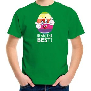 Vrolijk Paasei ei am the best t-shirt shirt - groen - kinderen - Paas kleding outfit 134 140