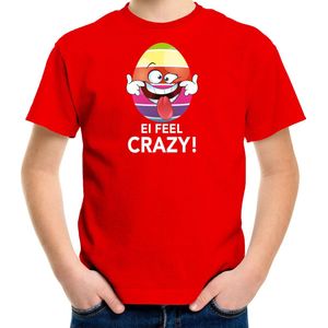 Vrolijk Paasei ei feel crazy t-shirt shirt - rood - kinderen - Paas kleding outfit 110 116