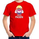 Bellatio Decorations - Vrolijk Pasen T-shirt - Rood - Kinderen