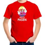 Bellatio Decorations - Vrolijk Pasen - T-shirt - Rood - Katoen