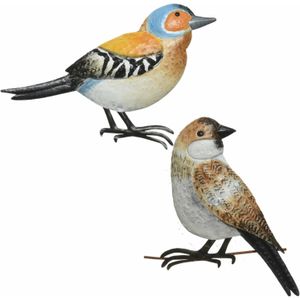 Decoratie vogels/muurvogels Vink en Mus voor in de tuin 38 cm - Tuinvogels dierenbeelden