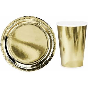 papieren bord 22.5cm gouden stippen - 8 stuks