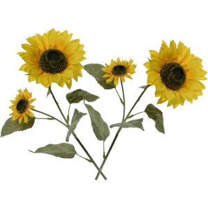 5x stuks gele zonnebloemen kunstbloemen 72 cm - Helianthus - Kunstbloemen/kunsttakken - bloemen/planten