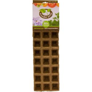 Houtvezel kweekpotjes/stekpotjes 3x trays met ieder 90 vakjes 5 x 5 cm - Kweekbak accessoires