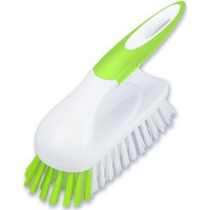 Buemag Schrobborstel met handvat - wit/groen - kunststof - Schoonmaken borstels - Schrobborstels