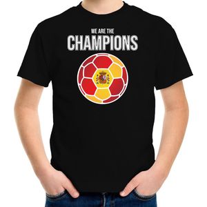 Spanje EK/ WK supporter t-shirt we are the champions met Spaanse voetbal zwart kinderen